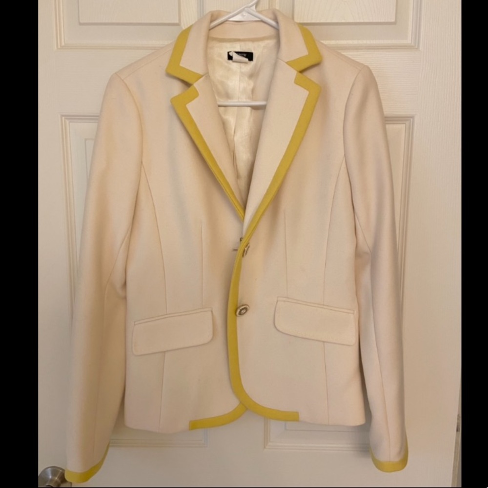 J. Crew Ivory Blazer with Mustard Accents